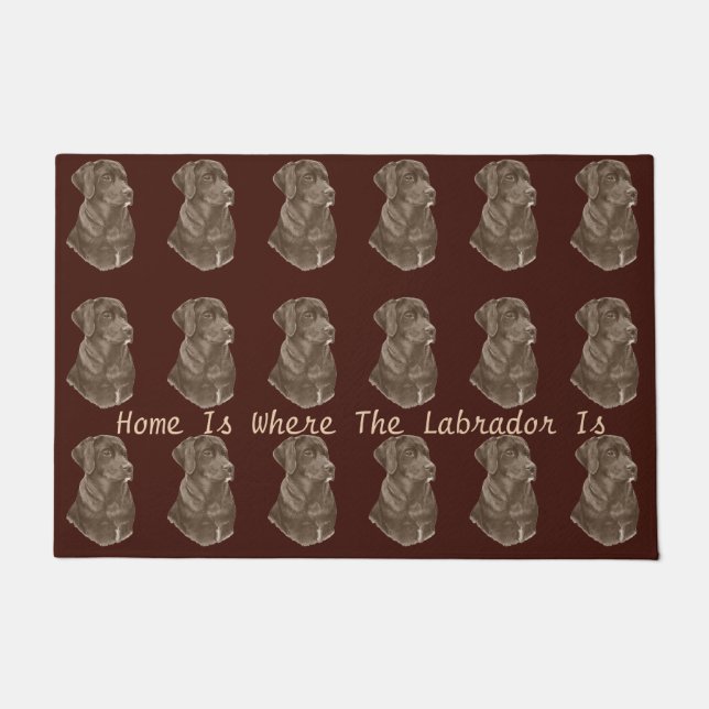 Schokoladenbraun Labrador Retreive Hundeporträt Fußmatte (Vorderseite)