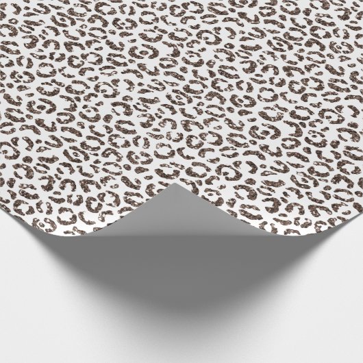 Schokoladenbraun-Leopard-Glitzer Geschenkpapier (Ecke)