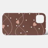 Schokoladenbraun mit rosa Herzmuster Case-Mate iPhone Hülle (Rückseite (Horizontal))