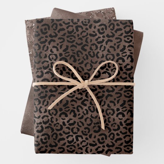 Schokoladenbraun, schwarzer Leopard Geschenkpapier Set (Beispiel)