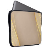 Schokoladenbraun und Abstrakte Goldlinien Laptopschutzhülle (Vorne Rechts)