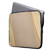 Schokoladenbraun und Abstrakte Goldlinien Laptopschutzhülle (Vorderseite Links)