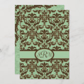 Schokoladenbraun und grüner SchokoladenDamast Einladung (Vorne/Hinten)