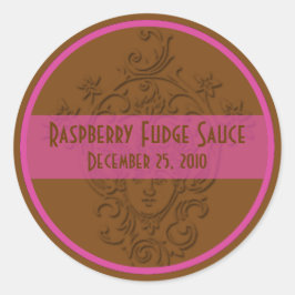 Schokoladenbraun und Himbeerrosa Farbmarkierungen Runder Aufkleber