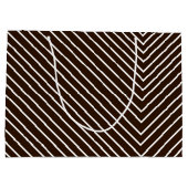 schokoladenbraun und weiß Zickzack Große Geschenktüte (Rückseite)