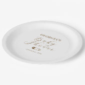 Schokoladenbraune chic Babyparty Pappteller (Schrägansicht)