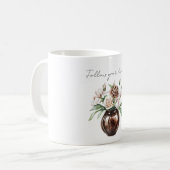 Schokoladenbraune Elfenbeincreme-Blumen Kaffeetasse (Vorderseite Links)