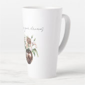 Schokoladenbraune Elfenbeincreme-Blumen Milchtasse (Rechte Ecke)