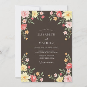 Schokoladenbraune lebhafte Hochzeitswiese Einladung