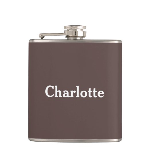 Schokoladenbraune personalisierte Flasche Flachmann (Vorderseite)