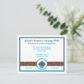 Schokoladenbrauner und blauer einladung (Stehend Vorderseite)