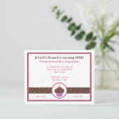 Schokoladenbrauner und rosa einladung (Stehend Vorderseite)