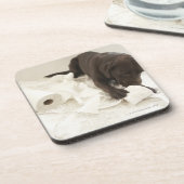 Schokoladenbraunes Labrador Getränkeuntersetzer (Linke Seite)