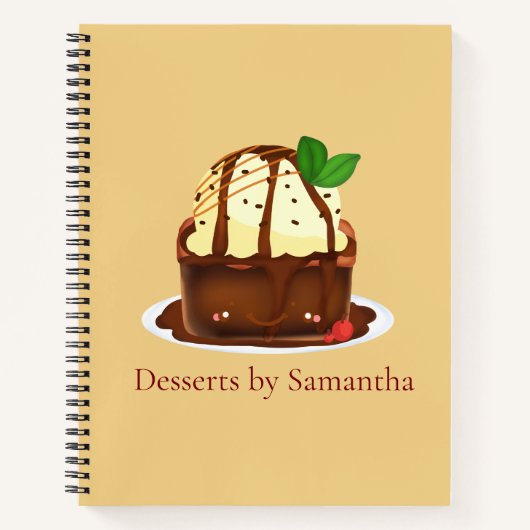 Schokoladenbrownie mit Vanilleeis Notizblock (Vorderseite)