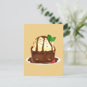 Schokoladenbrownie mit Vanilleeis Postkarte (Stehend Vorderseite)
