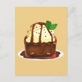 Schokoladenbrownie mit Vanilleeis Postkarte (Vorderseite)