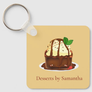 Schokoladenbrownie mit Vanilleeis Schlüsselanhänger