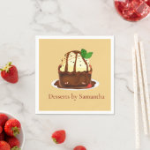 Schokoladenbrownie mit Vanilleeis Serviette (Beispiel)