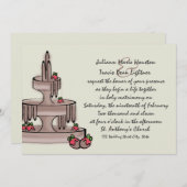 Schokoladenbrunnen und Erdbeeren Einladung (Vorne/Hinten)