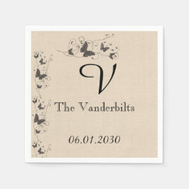 Schokoladenbutterfische auf Ecru Linen Wedding Serviette