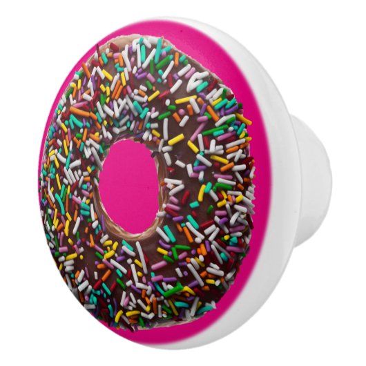 SchokoladenDonut mit bunten Sprinklen Keramikknauf (Rechts)