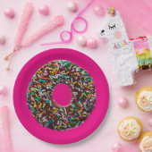 SchokoladenDonut mit bunten Sprinklen Pappteller (Party)