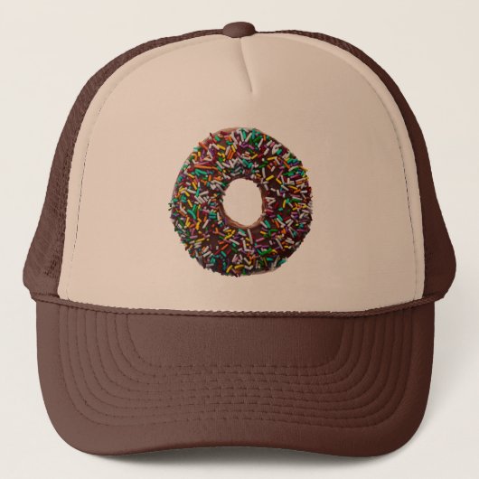 SchokoladenDonut mit bunten Sprinklen Truckerkappe (Vorderseite)