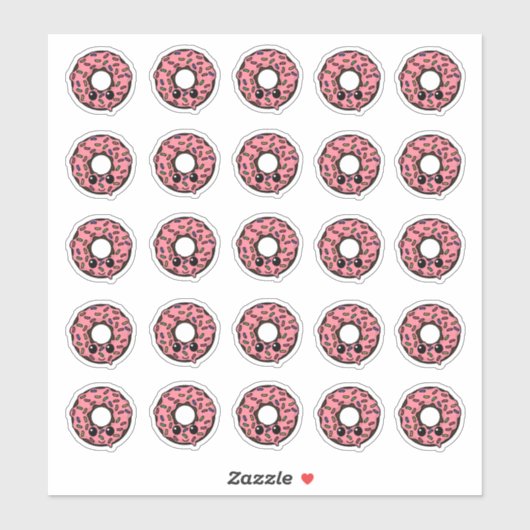 SchokoladenDonut mit rosa Zuckerguss und Sprinklen Aufkleber (Blatt)