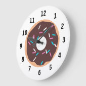 SchokoladenDonut mit Sprinklen Große Wanduhr (Winkel)