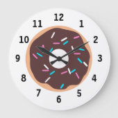 SchokoladenDonut mit Sprinklen Große Wanduhr (Vorderseite)