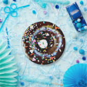 SchokoladenDonut mit Sprinkles, Kuchen, Papierplat Pappteller (Party)