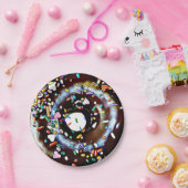 SchokoladenDonut mit Sprinkles, Kuchen, Papierplat Pappteller (Party)