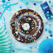 SchokoladenDonut mit Sprinkles Party Papierplatte Pappteller (Party)