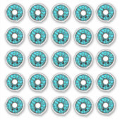 SchokoladenDonut mit türkisfarbenem Zuckerguss Spr Aufkleber (Vorderseite)