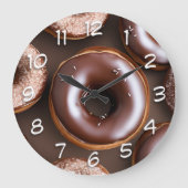 SchokoladenDonuts mit Sprinklen Große Wanduhr (Vorderseite)