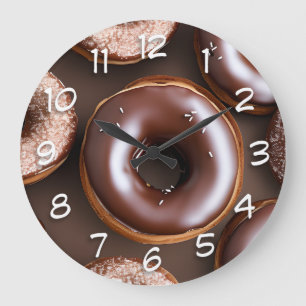 SchokoladenDonuts mit Sprinklen Große Wanduhr