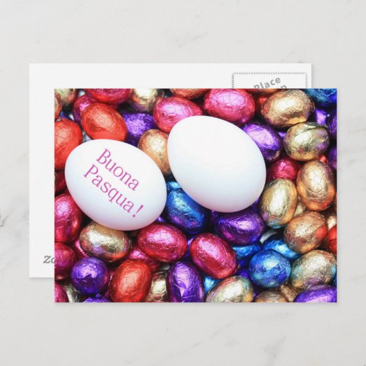 Schokoladeneier italienische Grußkarte Feiertagspostkarte (Vorne/Hinten)