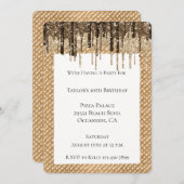 Schokoladeneis Creme Cone Glitzer Tropfen Einladung (Vorne/Hinten)