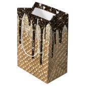 Schokoladeneis Creme Cone Glitzer Tropfen Mittlere Geschenktüte (Rückseite Schrägansicht)