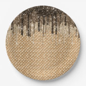 Schokoladeneis Creme Cone Glitzer Tropfen Pappteller (Vorderseite)