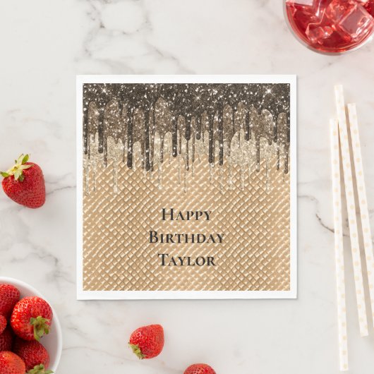 Schokoladeneis Creme Cone Glitzer Tropfen Serviette (Beispiel)