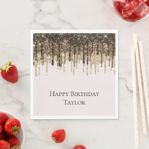 Schokoladeneis-Glitter-Tropfen-Geburtstag Serviette