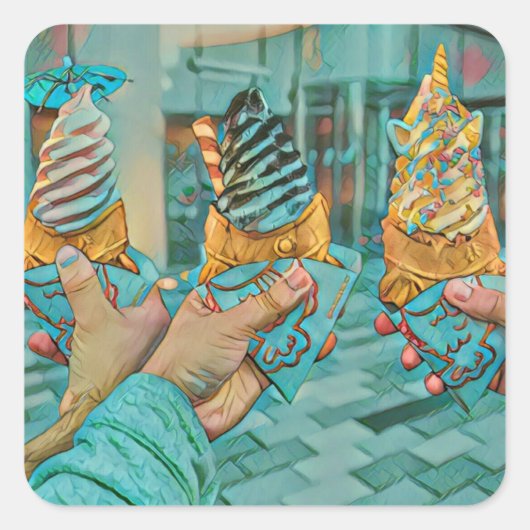 Schokoladeneis Quadratischer Aufkleber (Vorderseite)