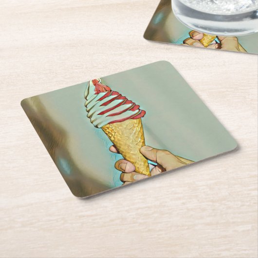 Schokoladeneis Rechteckiger Pappuntersetzer (angewinkelt)