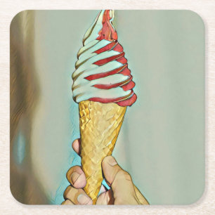 Schokoladeneis Rechteckiger Pappuntersetzer