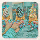 Schokoladeneis Rechteckiger Pappuntersetzer (Vorderseite)