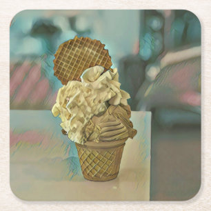 Schokoladeneis Rechteckiger Pappuntersetzer