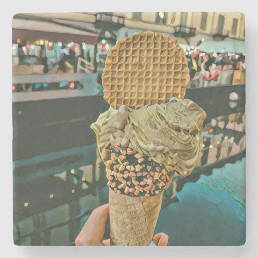 Schokoladeneis-Sprinklen Steinuntersetzer (Vorderseite)