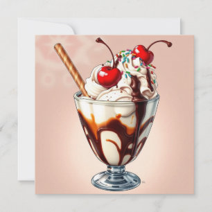 Schokoladeneis-Sundae mit Streuseln Blank Karte