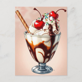 Schokoladeneisbecher mit Streuseln   Postkarte